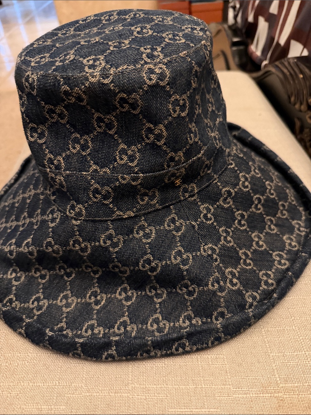 Gucci Navy Monogram Denim Bucket Hat